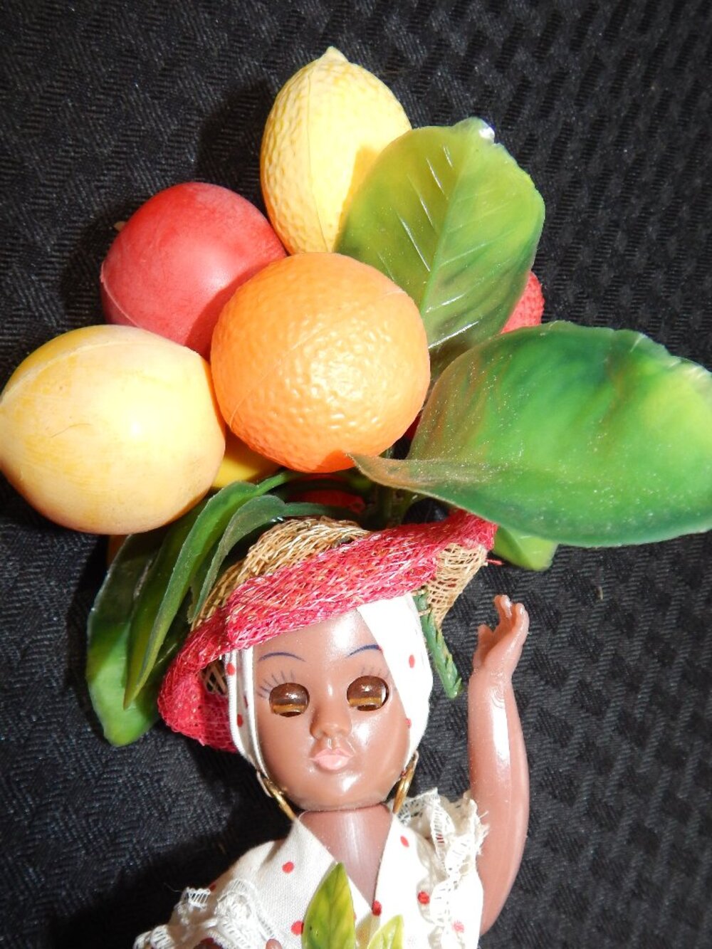 Vintage Black Americana Carmen Miranda Inspired Style Art Doll Fruit Bowl Hat - Picture 4 of 5